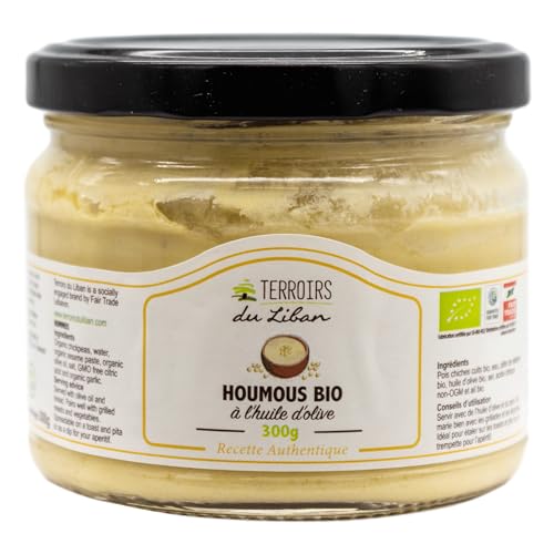 Terroirs du Liban – Bio-Hummus natur mit Olivenöl (300 g Glas), aus Bio-Kichererbsen und Bio-Sesampaste nach authentischem Rezept aus dem Libanon, vegan, Fair Trade und ohne Zusatzstoffe von Generisch