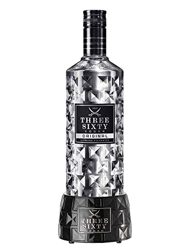 Three Sixty 0,7L (37,5% Vol) + Vodka Beleuchtung Flaschenbeleuchtung Display Glas Glorifier mit LED - [Enthält Sulfite] von Generisch