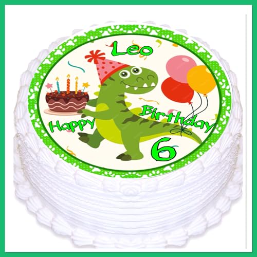 Tortenaufleger Geburtstag, Motiv Dinosaurier 02 personalisiert mit Ihren Foto und Text, Tortenaufleger Geburtstag Essbarer Tortenaufleger aus Fondant Tortenaufleger Geburtstag, Motiv Dinosaurier 02 personalisiert mit Ihren Foto und Text, Tortenaufleger Geburtstag Essbarer Tortenaufleger aus Fondant von Generisch