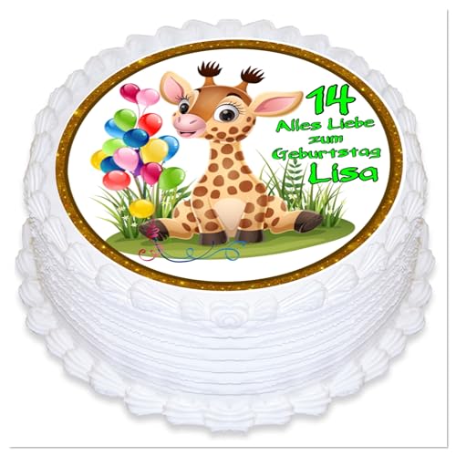 Tortenauflleger Geburtstag, Motiv Giraffe, personalisiert mit Ihren Foto und Text Fondant Tortenaufleger essbar Tortenauflleger Geburtstag, Motiv Giraffe, personalisiert mit Ihren Foto und Text Fondant Tortenaufleger essbar von Generisch