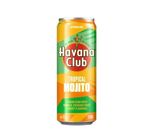 Tropical Mojito (kubanischer Rum mit Mango, Passionsfrucht und Minzgeschmack) Dose 25 cl. BIS027. 6er-Pack. von Generisch