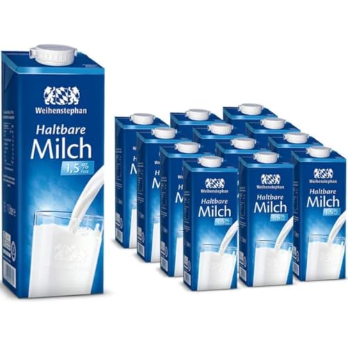 Weihenstephaner Haltbare Milch fettarme H-Milch 1,5% Fett, je 1 Liter, 12 Stück Weihenstephaner Haltbare Milch fettarme H-Milch 1,5% Fett, je 1 Liter, 12 Stück von Generisch