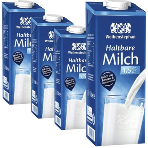 Weihenstephaner Haltbare Milch fettarme H-Milch 1,5% Fett, je 1 Liter, 4 Stück Weihenstephaner Haltbare Milch fettarme H-Milch 1,5% Fett, je 1 Liter, 4 Stück von Generisch