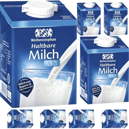 Weihenstephaner Milch fettarme H-Milch 1,5% Fett Haltbare Milch, je 0,5 Liter, 8 Stück Weihenstephaner Milch fettarme H-Milch 1,5% Fett Haltbare Milch, je 0,5 Liter, 8 Stück von Generisch