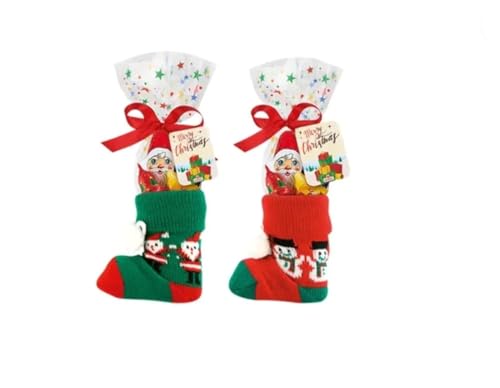 Weihnachtsstrümpfe, Paar, Baumwolle, gestrickt, Rentier- und Schneemann-Motiv, mit Schleife Weihnachtsstrümpfe, Paar, Baumwolle, gestrickt, Rentier- und Schneemann-Motiv, mit Schleife von Generisch