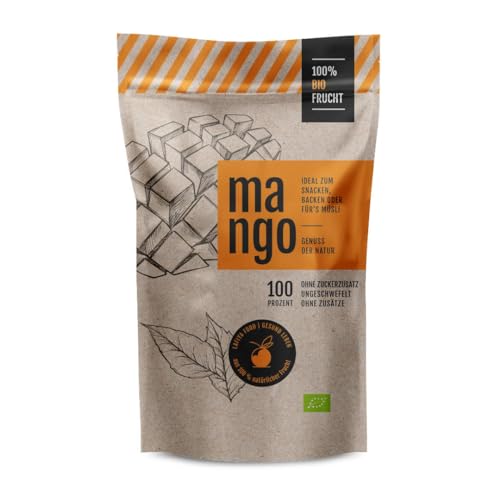 Lafiya Food Getrocknete Bio Mango - Reine, ungeschwefelte Mango ohne Zucker-Zusatz, Zusatzstoffe oder Konservierungsmittel - Zum Naschen, Backen oder fürs Müsli – 300 g Wiederverschließbare Packung von Generisch