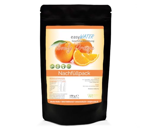 lovely-Orange easyWater Getränkepulver│ Zuckerfreies Geschmackspulver für erfrischende Getränke │Nur 5 Kalorien auf 500ml Wasser│ohne Aspartam│Inhalt: 75 Portionen von Generisch