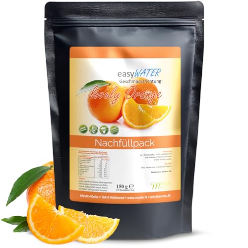 lovely-Orange easyWater Getränkepulver│ Zuckerfreies Geschmackspulver für erfrischende Getränke │Nur 5 Kalorien auf 500ml Wasser│ohne Aspartam│Inhalt: 75 Portionen von Generisch