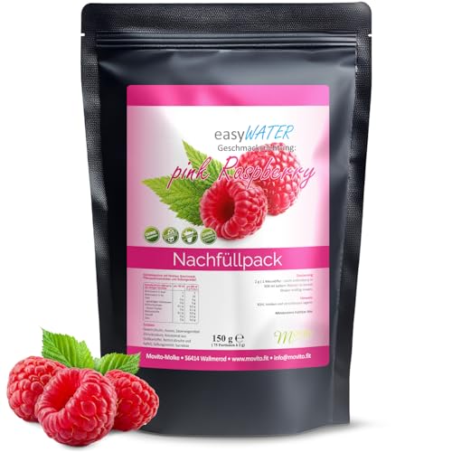pink-Raspberry easyWater Getränkepulver│ Zuckerfreies Geschmackspulver für erfrischende Getränke │Nur 5 Kalorien auf 500ml Wasser│ohne Aspartam│Inhalt: 75 Portionen von Generisch