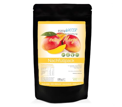 sunny-Mango easyWater Getränkepulver│ Zuckerfreies Geschmackspulver für erfrischende Getränke │Nur 5 Kalorien auf 500ml Wasser│ohne Aspartam│Inhalt: 75 Portionen von Generisch