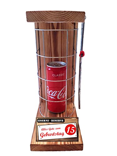 Geburtstag Geschenk Coca Cola Geschenk 15 Geburtstag Eiserne Reserve Gitter incl. Säge Geschenke Set zum 15. Geburtstag Text rot: Alles Gute zum 15. Geburtstag von Genial-Anders