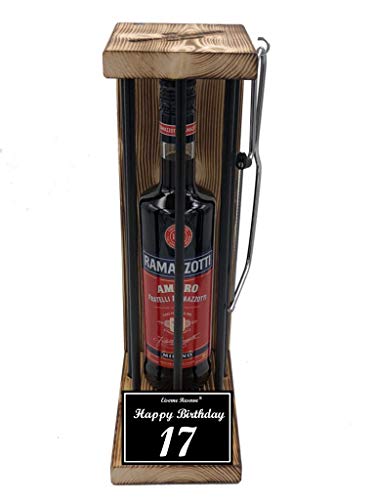 Ramazzotti Geschenk 17 Geburtstag - Eiserne Reserve Black Edition - Geschenkset Text s/w Happy Birthday 17 Geburtstag Kräuterlikör (1 x 0.70 l) von Genial-Anders