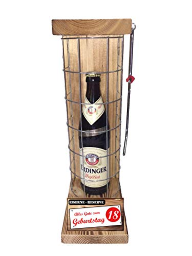 Geburtstag Geschenk Erdinger Weißbier Geschenk 18 Geburtstag Eiserne Reserve Gitter incl. Säge Geschenke Set zum 18. Geburtstag Text rot: Alles Gute zum 18. Geburtstag von Genial-Anders