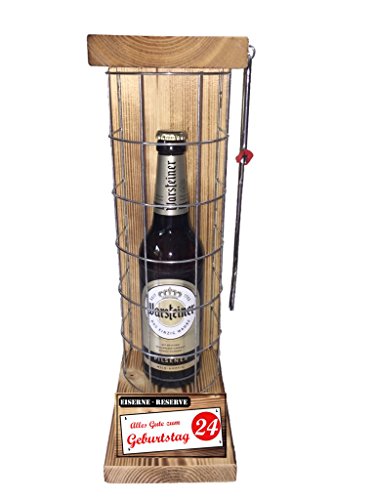 Warsteiner Pilsener - Biergeschenke für Männer lustig 24 Geburtstag Eiserne Reserve Gitter Text rot: Alles Gute zum 24. Geburtstag Bier (1 x 0.5 l) von Genial-Anders