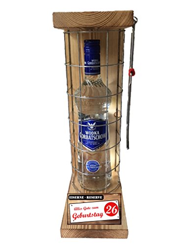 Wodka Gorbatschow Geschenk Geburtstag - Eiserne Reserve Gitter Geschenk Text rot: Alles Gute zum 26. Geburtstag Vodka (1 x 0.70 l) von Genial-Anders