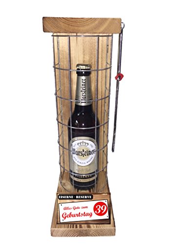 Warsteiner Pilsener - Biergeschenke für Männer lustig 39 Geburtstag Eiserne Reserve Gitter Text rot: Alles Gute zum 39. Geburtstag Bier (1 x 0.5 l) von Genial-Anders