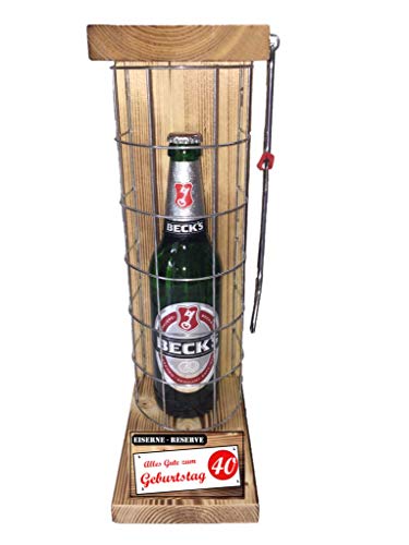 Geburtstag Geschenk Becks Bier Geschenk 40 Geburtstag Eiserne Reserve Gitter incl. Säge Geschenke Set zum 40. Geburtstag Text rot: Alles Gute zum 40. Geburtstag von Genial-Anders