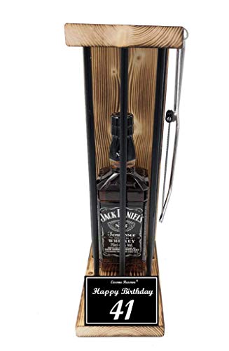Whiskey J.Daniel Geschenk 41 Geburtstag Geschenkset Eiserne Reserve Black Edition - Text s/w Happy Birthday 41 Geburtstag Bourbon Whisky (1 x 0.70 l) von Genial-Anders