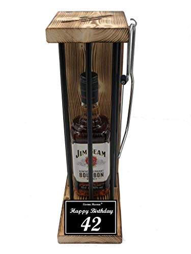 Jim Beam Geschenk 42 Geburtstag Eiserne Reserve Black Edition - Text s/w Happy Birthday 42 Geburtstag - Spirituosen Geschenkverpackung Bourbon Whisky (1 x 0.70 l) von Genial-Anders