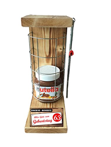 Geburtstag Geschenk Nutella 450g Glas Geschenk 63 Geburtstag Eiserne Reserve Gitter incl. Säge Geschenke Set zum 63. Geburtstag Text rot: Alles Gute zum 63. Geburtstag Geburtstag Geschenk Nutella 450g Glas Geschenk 63 Geburtstag Eiserne Reserve Gitter incl. Säge Geschenke Set zum 63. Geburtstag Text rot: Alles Gute zum 63. Geburtstag von Genial-Anders