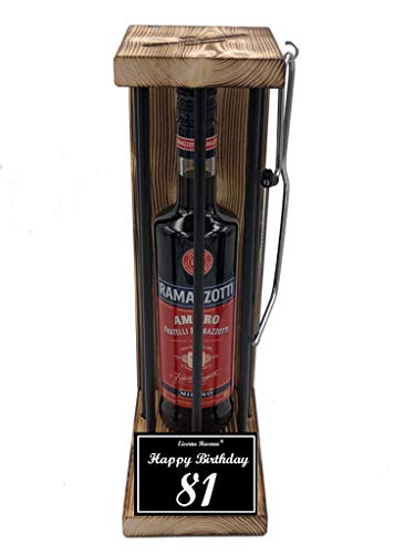 Ramazzotti Geschenk 81 Geburtstag - Eiserne Reserve Black Edition - Geschenkset Text s/w Happy Birthday 81 Geburtstag Kräuterlikör (1 x 0.70 l) von Genial-Anders