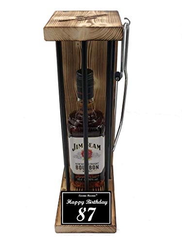 Jim Beam Geschenk 87 Geburtstag Eiserne Reserve Black Edition - Text s/w Happy Birthday 87 Geburtstag - Spirituosen Geschenkverpackung Bourbon Whisky (1 x 0.70 l) von Genial-Anders
