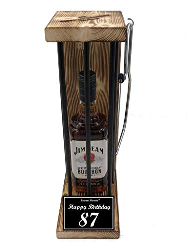 Jim Beam Geschenk 87 Geburtstag Eiserne Reserve Black Edition - Text s/w Happy Birthday 87 Geburtstag - Spirituosen Geschenkverpackung Bourbon Whisky (1 x 0.70 l) von Genial-Anders