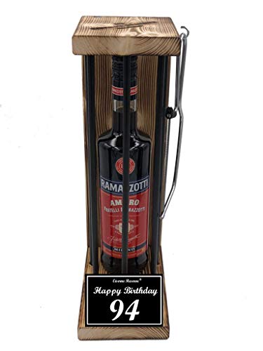 Ramazzotti Geschenk 94 Geburtstag - Eiserne Reserve Black Edition - Geschenkset Text s/w Happy Birthday 94 Geburtstag Kräuterlikör (1 x 0.70 l) von Genial-Anders