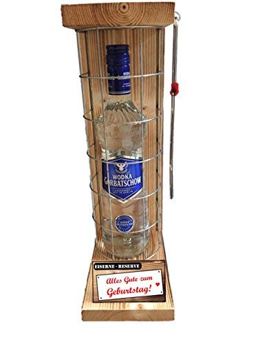 Wodka Gorbatschow Geschenk Geburtstag Eiserne Reserve Geschenk Gitter Geschenkset Geschenkideen Text rot: Alles Gute zum Geburtstag Vodka (1 x 0.70 l) von Genial-Anders