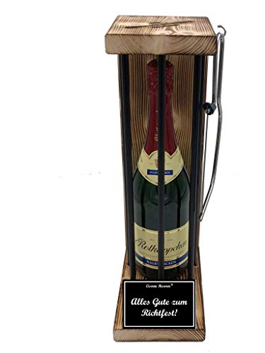 Eiserne Reserve Geschenk Richtfest e Mitbringsel Haus Rotkäppchen Sekt Black Edition incl. Notsäge Text s/w Alles Gute zum Richtfest Sekt (1 x 0.75 l) von Eiserne Reserve