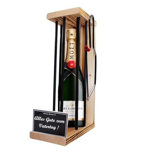 Moet Vatertagsgeschenk für Papa - Vatertag Geschenk Eiserne Reserve Black Edition incl. Notsäge Text s/w Alles Gute zum Vatertag Champagner (1 x 0.75 l) von Genial-Anders