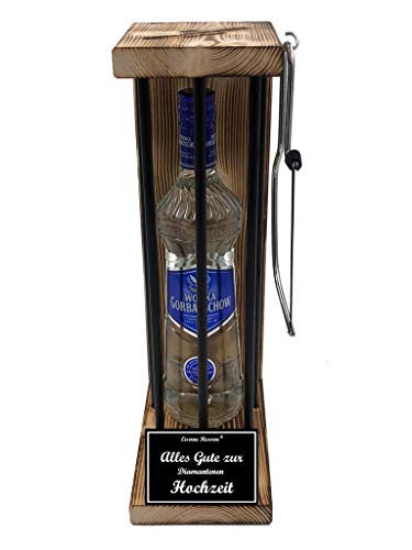 Wodka Gorbatschow Diamantene Hochzeit Geschenk Eiserne Reserve Black Edition Geschenkset Text s/w Alles Gute zur Diamantenen Hochzeit Vodka (1 x 0.70 l) von Genial-Anders