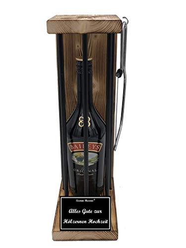 Eiserne Reserve Geschenk Hölzernen Hochzeit Geschenk zur Hölzerne Hochzeit Baileys Black Edition incl. Notsäge -s- Alles Gute zur Hölzernen Hochzeit Likör (1 x 0.7 l) von Genial-Anders