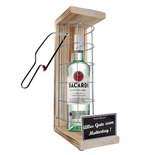 Bacardi Geschenk zum Muttertag Bacardi Geschenk Set - Eiserne Reserve Gitterkäfig Text s/w Alles Gute zum Muttertag Rum (1 x 0.70 l) von Genial-Anders