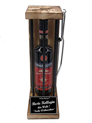 Weihnachten Geschenk Kollegin Ramazzotti Eiserne Reserve Black Edition incl. Notsäge Text s/w Beste Kollegin der Welt Frohe Weihnachten Kräuterlikör (1 x 0.70 l) von Genial-Anders