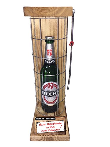 Weihnachten Geschenk für Mitarbeiterin Beck´s Bier Eiserne Reserve Gitter incl. Notsäge Text rot Beste Mitarbeiterin der Welt Frohe Weihnachten Bier (1 x 0.5 l) Weihnachten Geschenk für Mitarbeiterin Beck´s Bier Eiserne Reserve Gitter incl. Notsäge Text rot Beste Mitarbeiterin der Welt Frohe Weihnachten Bier (1 x 0.5 l) von Genial-Anders