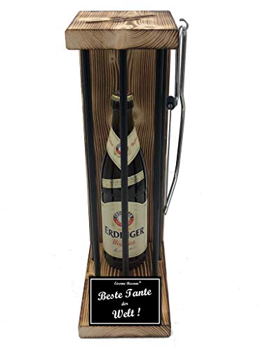 Erdinger Weißbier Geschenk Tante - Eiserne Reserve Black Edition Bier Biergeschenk s/w Beste Tante der Welt Bier (1 x 0.5 l) von Genial-Anders