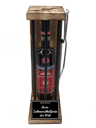 Ramazzotti Geschenk für Zahnarzthelferin - Eiserne Reserve Black Edition Geschenkset Text s/w Beste Zahnarzthelferin der Welt Kräuterlikör (1 x 0.70 l) von Genial-Anders