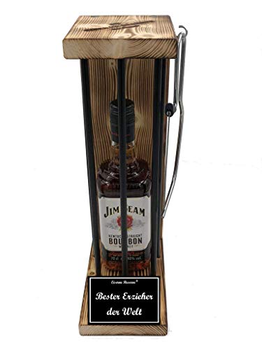 Jim Beam Geschenk Erzieher Geschenk für Männer Eiserne Reserve Black Edition Text s/w Bester Erzieher der Welt - Spirituosen Bourbon Whisky (1 x 0.70 l) von Genial-Anders