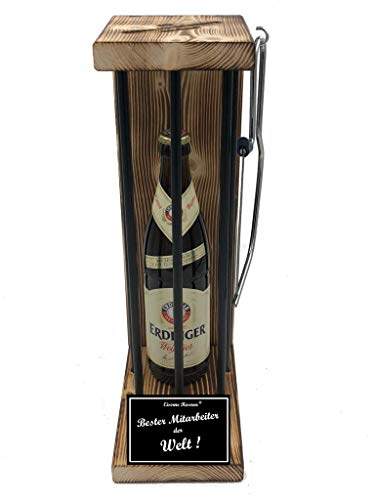 Geburtstag Geschenke für Mitarbeiter Geschenkidee Erdinger Weißbier Eiserne Reserve Black Edition incl. Notsäge Text s/w Bester Mitarbeiter der Welt Bier (1 x 0.5 l) von Genial-Anders