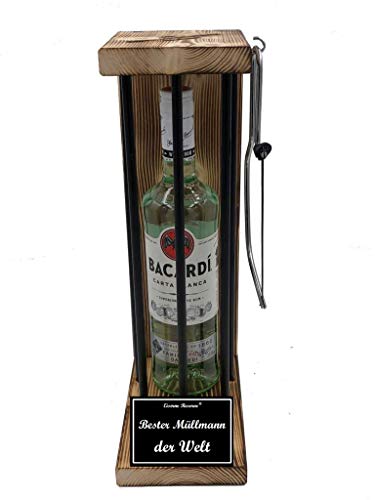 Bacardi Geschenke für Müllmann - Müllmann Geschenk Eiserne Reserve Black Edition Geschenkidee Text s/w Bester Müllmann der Welt Rum (1 x 0.70 l) von Genial-Anders