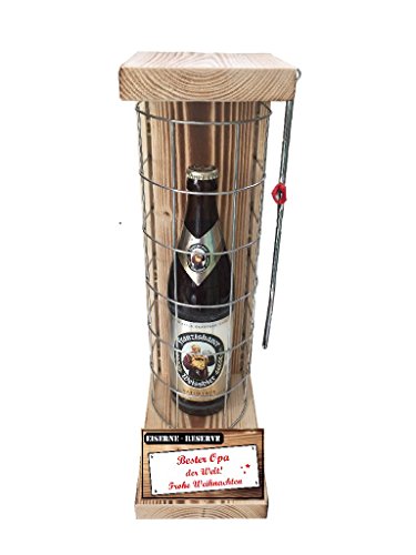 Weihnachten Geschenk für Opa Geschenkidee Franziskaner Weissbier Eiserne Reserve Gitter incl. Notsäge Text rot Bester Opa der Welt Frohe Weihnachten Bier (1 x 0.5 l) von Genial-Anders