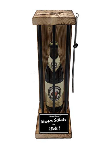 Franziskaner Weissbier Schatz Geschenk - Eiserne Reserve Black Edition Bier Biergeschenk s/w Bester Schatz der Welt Bier (1 x 0.5 l) von Genial-Anders
