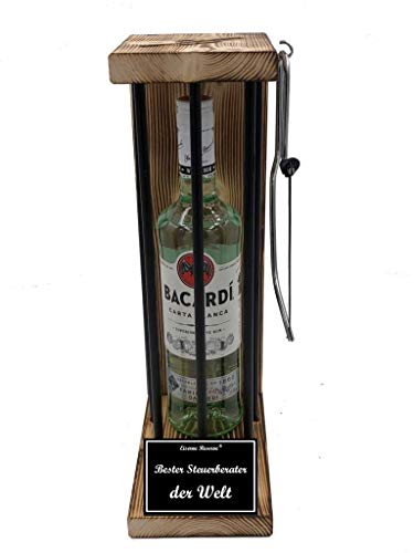 Bacardi Geschenke für Steuerberater lustig Eiserne Reserve Black Edition Geschenkidee Text s/w Bester Steuerberater der Welt White Rum (1 x 700 ml) von Genial-Anders