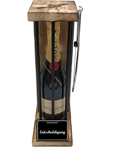 Moet Entschuldigung Geschenk - sorry Geschenk Eiserne Reserve Black Edition incl. Notsäge Text s/w Entschuldigung Champagner (1 x 0.75 l) von Genial-Anders