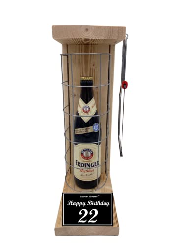 Erdinger Weißbier - Biergeschenke für Männer lustig 22 Geburtstag Eiserne Reserve Gitterkäfig Text s/w 22 Happy Birthday Bier (1 x 0.5 l) von Genial-Anders