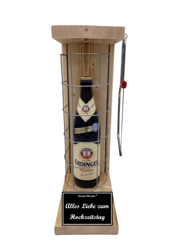 Erdinger Weißbier Geschenk Hochzeitstag Erdinger - Eiserne Reserve Gitterkäfig Bier Biergeschenk s/w Alles Liebe zum Hochzeitstag Bier (1 x 0.5 l) von Genial-Anders