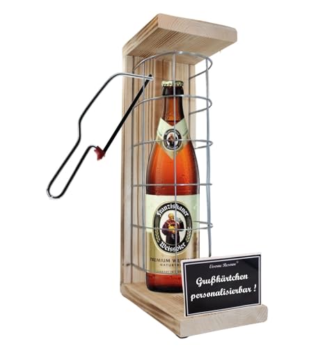 Personalisierte Geschenke für Männer Frauen Geschenkidee - Eiserne Reserve Gitterkäfig Franziskaner Weissbier Bier (1 x 0.5 l) incl. Notsäge - Geburtstag Hochzeit Abschied von Genial-Anders