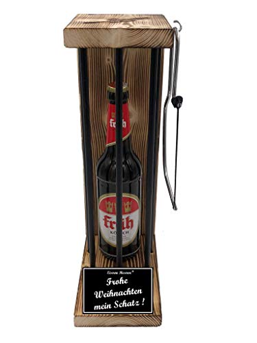 Weihnachten Geschenk für Schatz Geschenkidee Früh Kölsch Eiserne Reserve Black Edition incl. Notsäge Text s/w Frohe Weihnachten Mein Schatz Bier (1 x 0.5 l) von Genial-Anders