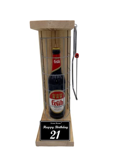 Früh Kölsch - Biergeschenke für Männer lustig 21 Geburtstag - Eiserne Reserve Gitterkäfig Text s/w 21 Happy Birthday Bier (1 x 0.5 l) von Genial-Anders